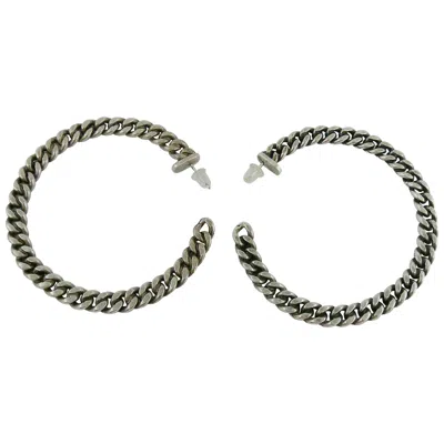 Pre-owned Jean Paul Gaultier Silver Toned Curb Chain Hoop Earrings