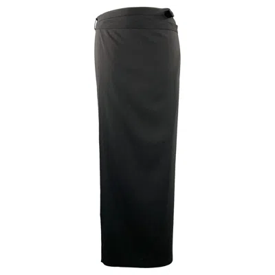 Pre-owned Jean Paul Gaultier Size Xl Black Wool Silk Wrap Around Skirt