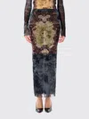 Jean Paul Gaultier Graphic Print Fitted Tulle Skirt In Brown