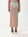 Jean Paul Gaultier Sheer Striped Midi Skirt In Red