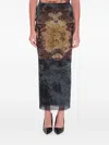 Jean Paul Gaultier Graphic Print Fitted Tulle Skirt In Blue