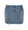 Jean Paul Gaultier Mini Denim Skirt With Pockets And Loops In Blue