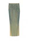 Jean Paul Gaultier Mesh Spiral Long Skirt In Green