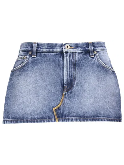 Jean Paul Gaultier The Denim Haute Jeanerie Skirt In Vintageblue
