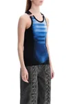Jean Paul Gaultier Sleeveless Blue Cotton Striped Top Le Male With Wide Neckline In Black/blue (blue)