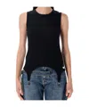 Jean Paul Gaultier Cotton Ribbed Tank Top With Lingerie Garter Clothing In Black