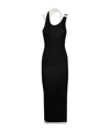Jean Paul Gaultier Cotton Ribbed Twisted Double Layer Sleeveless Dress In Black