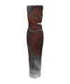 Jean Paul Gaultier The Long Red Blurry Tulle Maxi Dress In Black