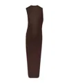 Jean Paul Gaultier Long Draped Maxi Dress In Stretch Viscose In Brown