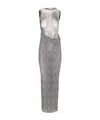Jean Paul Gaultier Women Body Wash And Prince Of Wales Double Layer Mesh Long Dress In Gray