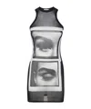 Jean Paul Gaultier Mesh Tank Dress Eyes Lips Print In Black