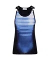 Jean Paul Gaultier Sleeveless Blue Cotton Striped Top Le Male With Wide Neckline In Blue