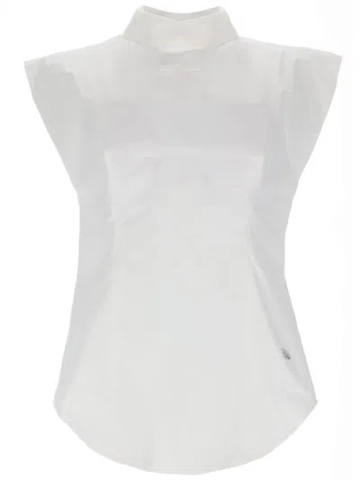 Jean Paul Gaultier Sleeveless Shirt Button Detail Cap Sleeves Hem In White