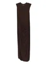 Jean Paul Gaultier Double-layered Draped Maxi Skirt In Brown