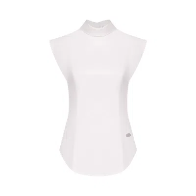 Pre-owned Jean Paul Gaultier Sleeveless Reversed Shirt With Pointy Boobs 'white' | Women's Size 36