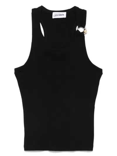 Jean Paul Gaultier Sleeveless Ribbed Top In Black