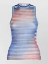 Jean Paul Gaultier Sleeveless Round Neck Striped Sheer Top In Multi