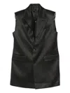 Jean Paul Gaultier Sleeveless Satin Sleeveless Blazer In Black