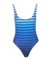 Jean Paul Gaultier Striped Pattern Scoop Neckline Swimsuit In Blue