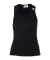 Jean Paul Gaultier Tank Top With Gold-tone Hardware And Ribbed Texture In Black