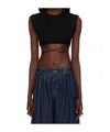 Jean Paul Gaultier Black Tied Crop Tank Top In Black
