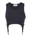 Jean Paul Gaultier Cotton Ribbed Bra With Lingerie Garter Clothing In Black