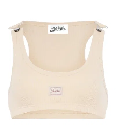 Jean Paul Gaultier Ribbed-knit Cotton Bra Top In Multi