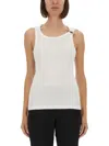 Jean Paul Gaultier Slim Fit Ribbed Tank Top In White
