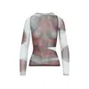 Jean Paul Gaultier Slim Fit Sheer Mesh Top With Blurred Rose Graphic In Multi
