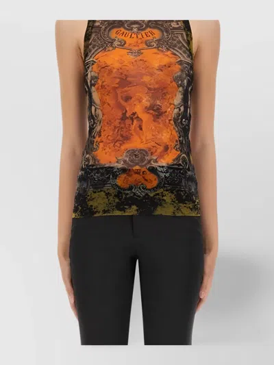 Jean Paul Gaultier Slim Fit Sleeveless Graphic Print Top In Multi