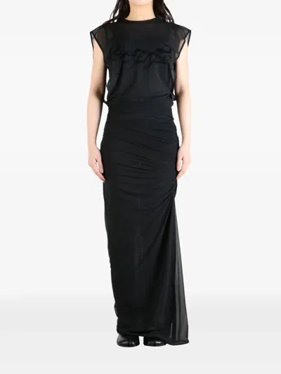 Jean Paul Gaultier Slogan-flocked Dress In Black