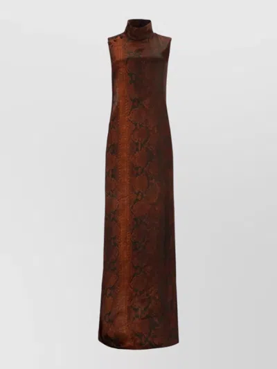 Jean Paul Gaultier Snake Print Sleeveless Maxi Dress Open Back In Burgundy