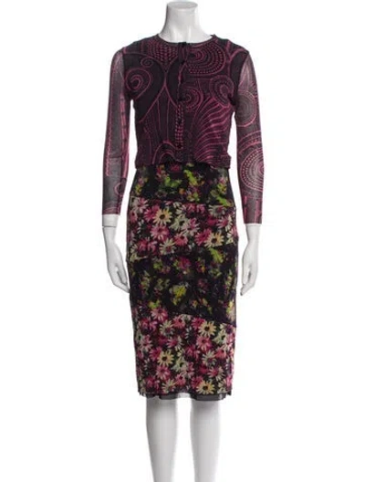 Pre-owned Jean Paul Gaultier Soleil 2000's Floral Print Dress Set In Black