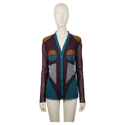 Pre-owned Jean Paul Gaultier Soleil Vintage Body Contour Fuzzi Mesh Cardigan Size L In Black