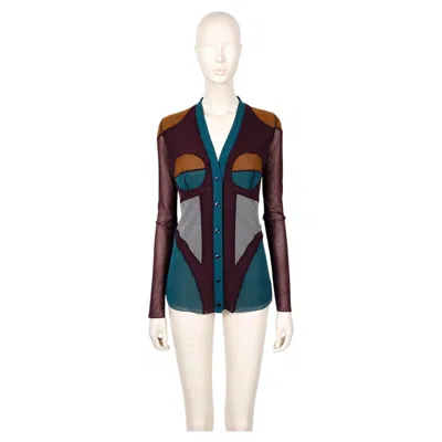 Pre-owned Jean Paul Gaultier Soleil Vintage Body Contour Fuzzi Mesh Cardigan Size M In Black
