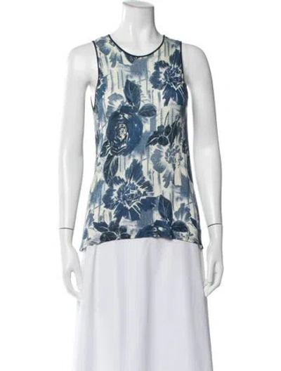 Pre-owned Jean Paul Gaultier Soleil Vintage Floral Print Top In Blue