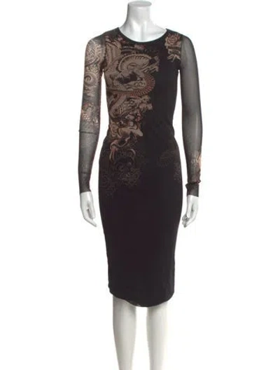 Pre-owned Jean Paul Gaultier Soleil Vintage Midi Length Dress In Black