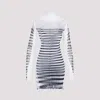 Jean Paul Gaultier Double Layer Mini Dress With Marinière Print In White Navy Black