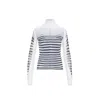 Jean Paul Gaultier Spandex Mesh Printed Feathers Mariniere Top M In White