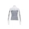 Jean Paul Gaultier Spandex Mesh Printed Feathers Mariniere Top M In White