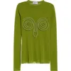 Jean Paul Gaultier Womens Acidgreen Spiral-embellishment Long-sleeves Woven Top In Acid Green