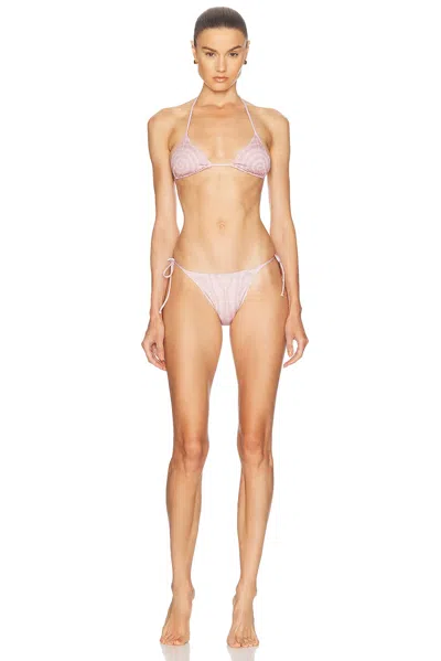 Jean Paul Gaultier Spiral Bikini Set In Palepink & Dustypink