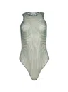 Jean Paul Gaultier Spiral Bodysuit Ecru And Aqua In Blue