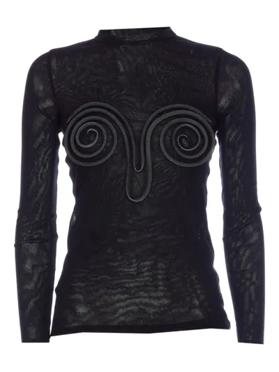 JEAN PAUL GAULTIER SPIRAL-DETAIL LONG-SLEEVE TOP