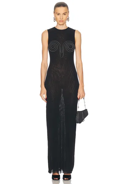 Jean Paul Gaultier Spiral Long Dress In Black