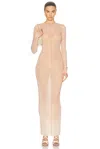Jean Paul Gaultier Spiral Long Dress In Pale Pink/dusty Pink