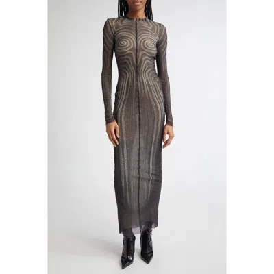 Jean Paul Gaultier Spiral Long Sleeve Mesh Dress