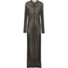 Jean Paul Gaultier Printed Spiraral Long Dress Woman Black In Black/grey/ecru