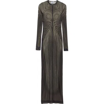 JEAN PAUL GAULTIER JEAN PAUL GAULTIER SPIRAL LONG SLEEVE MESH DRESS