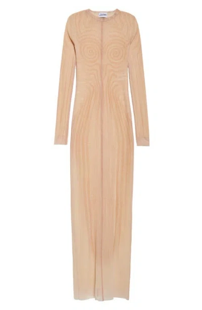Jean Paul Gaultier Spiral Long Dress In Pale Pink/dusty Pink
